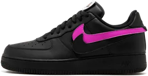 Black Nike Air Force With Pink Swoosh PNG Image