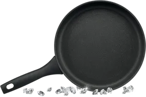 Black Nonstick Frying Panwith Ice Crystals PNG Image