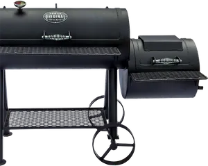 Black Offset Smoker Barbecue PNG Image