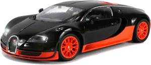 Black Orange Bugatti Veyron Side View PNG Image