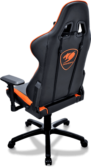 Black Orange Gaming Chair Cougar PNG with transparent background