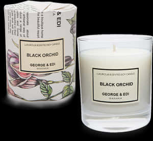 Black Orchid Scented Soy Candle PNG image with transparent background
