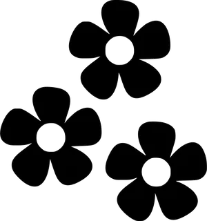 Black Outline Flowers Illustration PNG Image