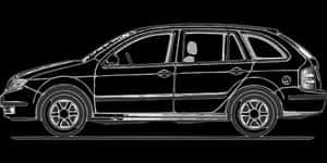 Black Outline S U V Side View PNG image with transparent background