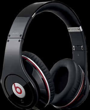 Black Over Ear Headphones Studio Design PNG image with transparent background