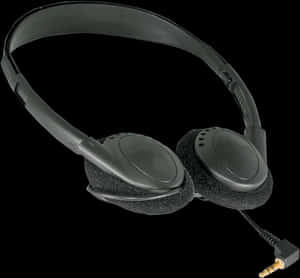 Black Over Ear Headphoneswith Cable PNG image with transparent background