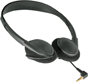 Black Over Ear Headphoneswith Cable PNG Image