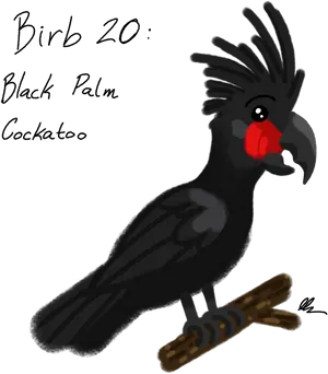 Black Palm Cockatoo Illustration PNG Image