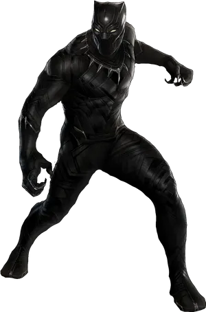 Black Panther Action Pose PNG Image