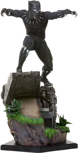 Black Panther Statue Pose PNG Image