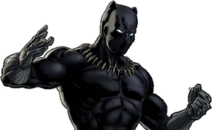 Black Panther Vigilant Stance PNG Image