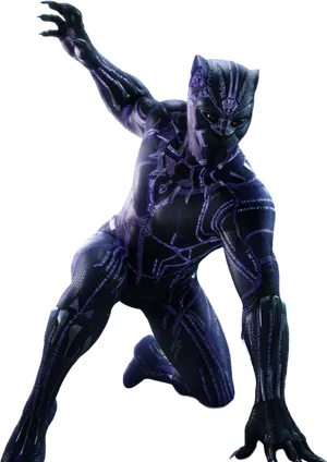 Black Pantherin Action Pose PNG Image