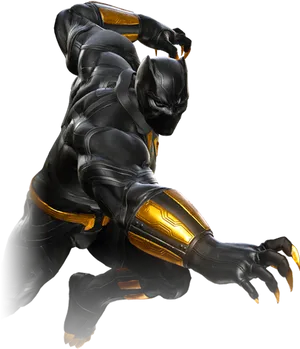 Black Pantherin Action Pose PNG Image