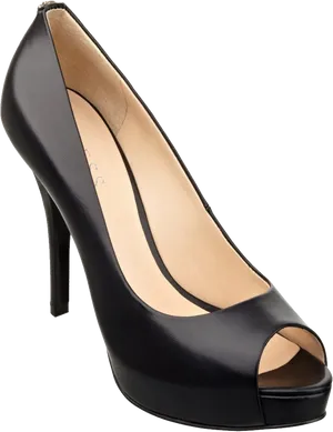 Black Peep Toe High Heel Pump PNG Image