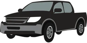 Black Pickup Truck Illustration PNG Image