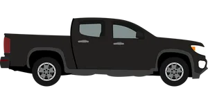 Black Pickup Truck Side View PNG Image