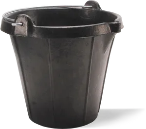 Black Plastic Bucket Isolated PNG Image