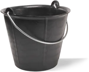 Black Plastic Bucketwith Handle PNG Image