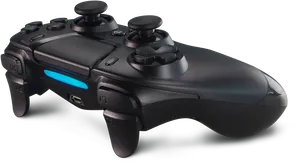 Black Play Station Controllerwith Blue Lightbar PNG Image