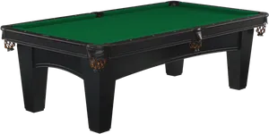 Black Pool Table Green Felt PNG Image