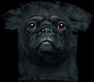 Black Pug Face T Shirt Design PNG image with transparent background
