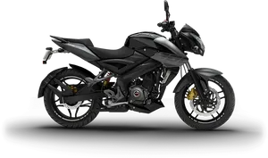 Black Pulsar Motorcycle Profile View PNG Image