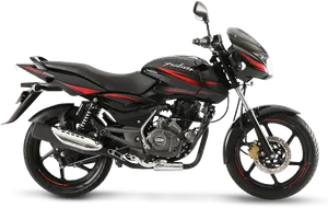 Black Pulsar Motorcycle Studio Shot PNG Image