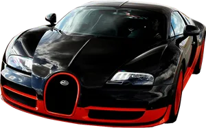 Black Red Bugatti Veyron Front View PNG Image