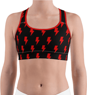 Red & Black Lightning Bolts Sports - Red And Black Stripe Tank Top Crop Top, HD Png Download PNG image with transparent background