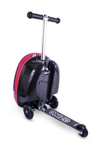 Black Red Suitcase Scooter PNG Image