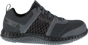 Black Reebok Running Shoe Side View PNG Image