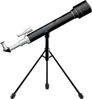 Black Refractor Telescopeon Tripod PNG Image