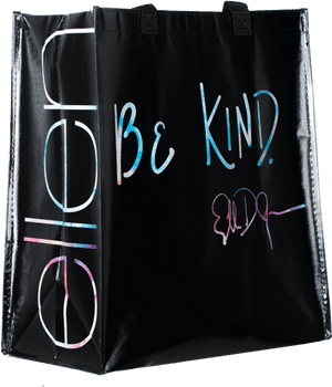 Black Reusable Tote Bag Be Kind Design PNG image with transparent background