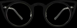 Black Metal Frame Cat Eye Glasses, Pointy Frame Designer - Round Cat Eye Glasses, HD Png Download PNG