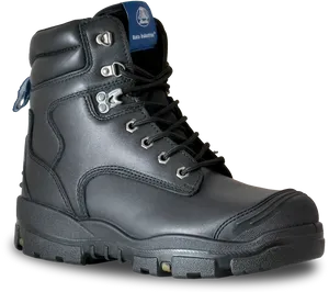 Black Safety Boot Side View PNG Image