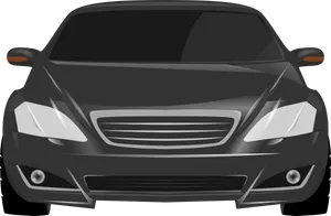 Black Sedan Front View Vector PNG Image