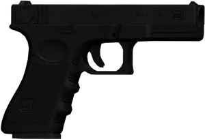 Black Semi Automatic Pistol Silhouette PNG Image