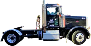 Black Semi Truck Cab Side View PNG Image