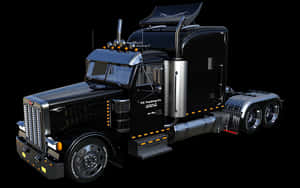 Black Semi Truckon Black Background PNG with transparent background