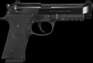 Black Semiautomatic Pistol PNG image with transparent background