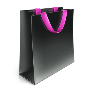 Black Shopping Bag Pink Handles PNG image with transparent background