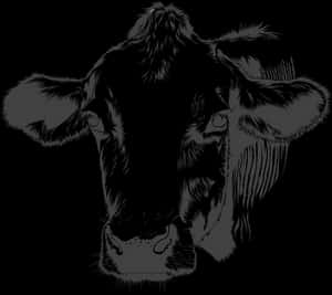 Black Silhouette Cow Portrait PNG image with transparent background