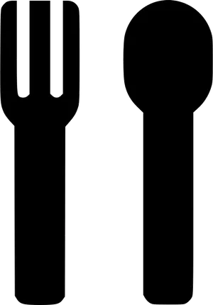 Black Silhouette Forkand Spoon PNG Image