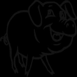 Black Silhouette Pig PNG image with transparent background