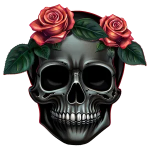 Black Skull With Roses Png Sqn11 PNG Image