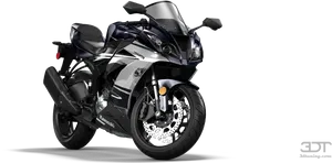 Black Sports Motorcycle Studio Shot PNG Image