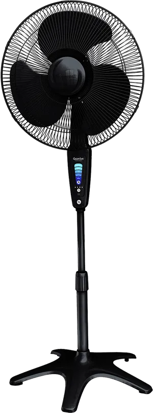 Black Standing Fan Isolatedon Black Background.jpg PNG Image