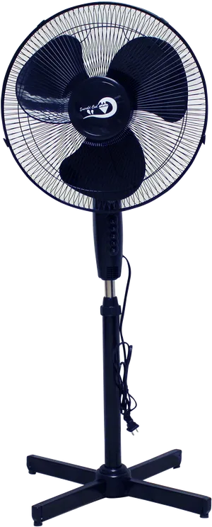 Black Standing Fan Isolatedon Black Background.jpg PNG Image