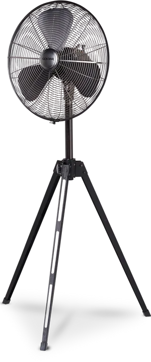 Black Standing Fan Isolatedon Dark Background.jpg PNG Image