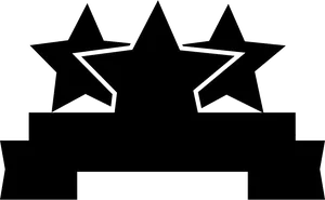 Black Star Banner Ribbon Outline PNG Image